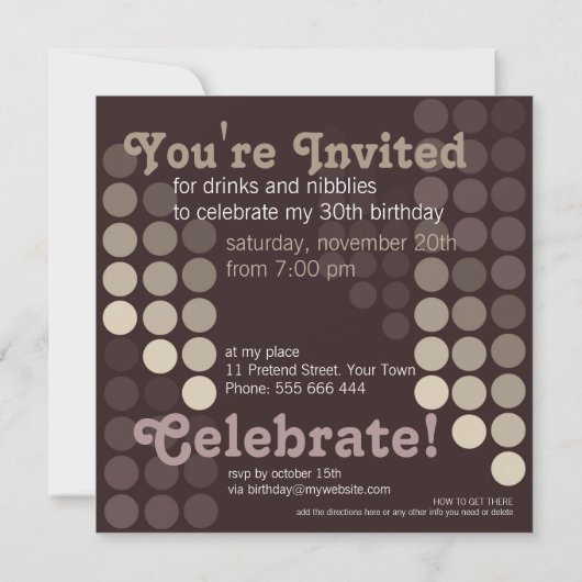 トレンディーカプチーノカフェ誕生日パーティー招待 招待状 (裏面)