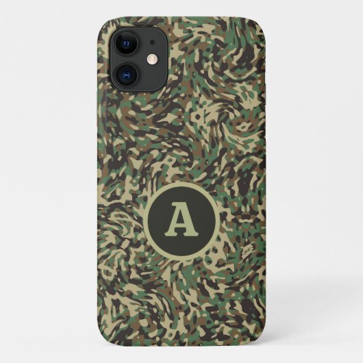トレンディーカモフラージュグリーンパーソナライズドレター Case-Mate iPhoneケース (裏面)