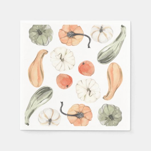 トレンディーカラフルかぼちゃ模様 |秋の雰囲気 スタンダードカクテルナプキン (正面)