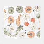 トレンディーカラフルかぼちゃ模様 |秋の雰囲気 フリースブランケット (正面(横))