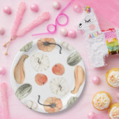 トレンディーカラフルかぼちゃ模様 |秋の雰囲気 ペーパープレート (パーティー)