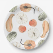 トレンディーカラフルかぼちゃ模様 |秋の雰囲気 ペーパープレート (正面)