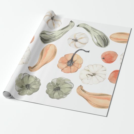 トレンディーカラフルかぼちゃ模様 |秋の雰囲気 ラッピングペーパー (アンロールド)