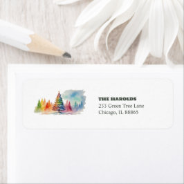 トレンディーカラフルウィンターワンダーランドウォーターカラー ラベル