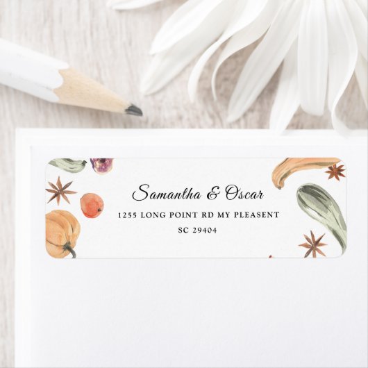 トレンディーカラフルウォーターカラーパンプキン |秋の雰囲気 ラベル (インサイチュ)