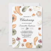 トレンディーカラフルウォーターカラーパンプキン |秋の雰囲気 招待状 (正面)