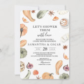 トレンディーカラフルウォーターカラーパンプキン |秋の雰囲気 招待状 (正面)