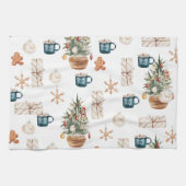 トレンディーカラフルクリスマスパターン |水彩 キッチンタオル (横)