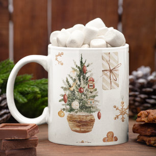 トレンディーカラフルクリスマスパターン  水彩 コーヒーマグカップ