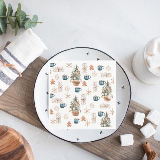 トレンディーカラフルクリスマスパターン |水彩 スタンダードランチョンナプキン