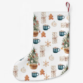 トレンディーカラフルクリスマスパターン |水彩 スモールクリスマスストッキング (裏面)