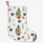 トレンディーカラフルクリスマスパターン |水彩 スモールクリスマスストッキング (正面)