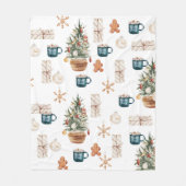 トレンディーカラフルクリスマスパターン |水彩 フリースブランケット (正面)