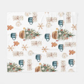 トレンディーカラフルクリスマスパターン |水彩 フリースブランケット (正面(横))