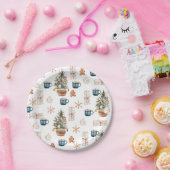 トレンディーカラフルクリスマスパターン |水彩 ペーパープレート (パーティー)