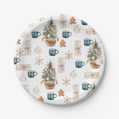トレンディーカラフルクリスマスパターン |水彩 ペーパープレート (正面)