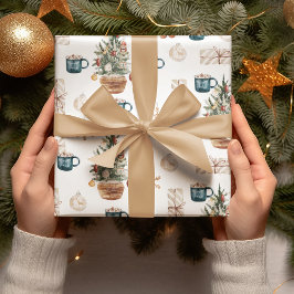 トレンディーカラフルクリスマスパターン |水彩 ラッピングペーパー