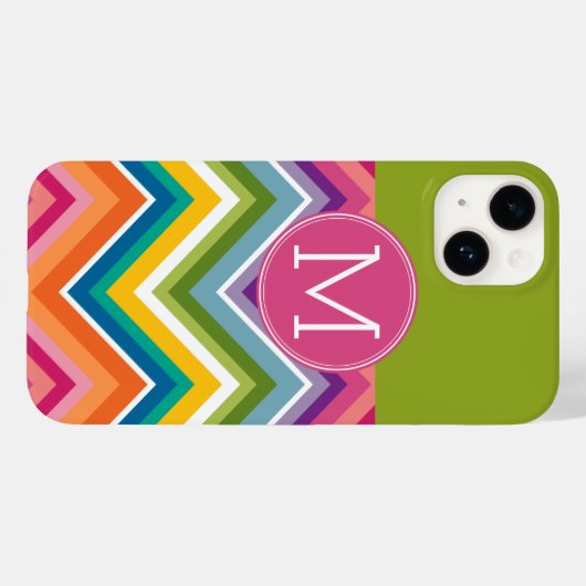 トレンディーカラフルシェブロン模様カスタムモノグラム Case-Mate iPhoneケース (裏面 (横))