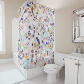 トレンディーカラフルシャイニーストーンズテラゾピンクデザイン シャワーカーテン (インサイチュ)