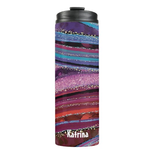 トレンディーカラフルストライプのグリッターゲート タンブラー (正面)