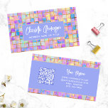 トレンディーカラフルタモダンイルQRコード抽象芸術名 名刺<br><div class="desc">トレンディーカラフルの水の色タイルCRコード抽象芸術名の名刺はカラフルの水の色のタイルを紫、青、緑、黄、ピンク、オレンジと金ゴールドで前面に名前と会社または指定のオーバーレイを備えた機能を備えている企業の。その逆は、あなたの、タグラインまたは追加の文字パーソナライズされた、連絡詳細とあなたのカスタムQRコードである。スモールビジネスの促進に最適。設計： © Evco Studio www.zazzle.com/store/evcostudio</div>