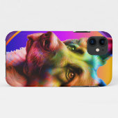 トレンディーカラフルドッグ顔 Case-Mate iPhoneケース (裏面(横))