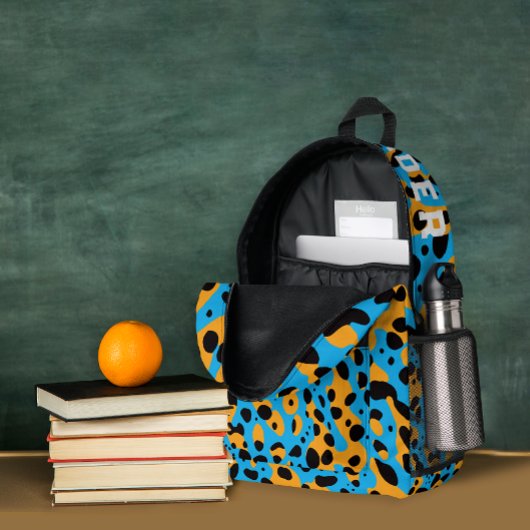 トレンディーカラフルヒョウの柄と名前 プリントバックパック