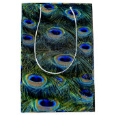 トレンディーカラフルピーコックフェザーティール（緑がかった色） ミディアムペーパーバッグ (正面)