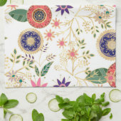 トレンディーカラフルフォークフローラオリジナルゴールデンデザイン キッチンタオル (折り畳み)