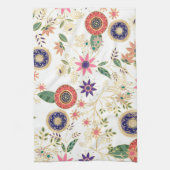 トレンディーカラフルフォークフローラオリジナルゴールデンデザイン キッチンタオル (縦)