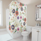 トレンディーカラフルフォークフローラオリジナルゴールデンデザイン シャワーカーテン (インサイチュ)