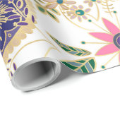 トレンディーカラフルフォークフローラオリジナルゴールデンデザイン ラッピングペーパー (ロールコーナー)