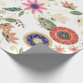 トレンディーカラフルフォークフローラオリジナルゴールデンデザイン ラッピングペーパー (角)