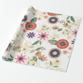 トレンディーカラフルフォークフローラオリジナルゴールデンデザイン ラッピングペーパー (アンロールド)