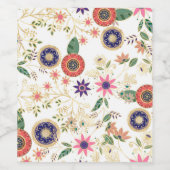 トレンディーカラフルフォークフローラオリジナルゴールデンデザイン ワインラベル (シングルラベル)