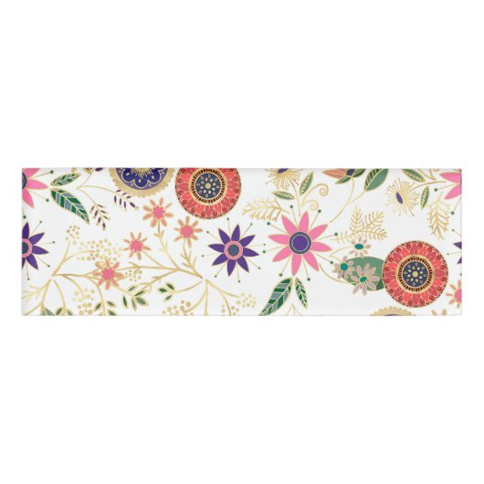 トレンディーカラフルフォークフローラオリジナルゴールデンデザイン 名札 (正面)