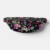 トレンディーカラフルフローラルパターンブラック名前をカスタムする ファニーパック (レイダウン)