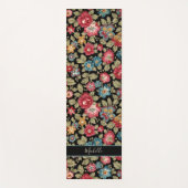 トレンディーカラフルボパーソナライズされたホフローラブラックBG ヨガマット (正面)