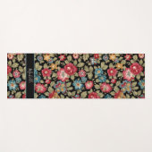 トレンディーカラフルボパーソナライズされたホフローラブラックBG ヨガマット (正面(横))