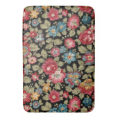 トレンディーカラフルボホフローラ – 黒の背景 バスマット (正面縦)