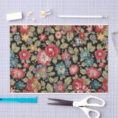 トレンディーカラフルボホフローラ – 黒の背景 薄葉紙 (クラフト)