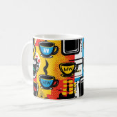 トレンディーカラフルポップ・アートのアートスタイル付きカスタムイニシャル コーヒーマグカップ (正面左)