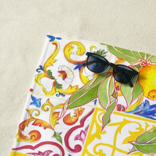 トレンディーカラフルマジイタリアンョリカタイル ビーチタオル (インサイチュ)