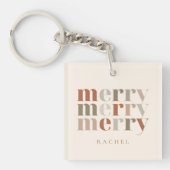 トレンディーカラフルメリー名前をカスタムするパーティー キーホルダー (正面)