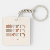 トレンディーカラフルメリー名前をカスタムするパーティー キーホルダー (裏面)