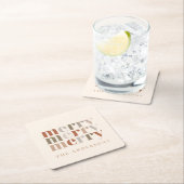 トレンディーカラフルメリー名前をカスタムするパーティー スクエアペーパーコースター (インサイチュ)