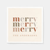 トレンディーカラフルメリー名前をカスタムするパーティー スタンダードカクテルナプキン (正面)