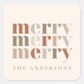 トレンディーカラフルメリー名前をカスタムする スクエアシール (正面)