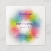 トレンディーカラフルモダンエレガントテンプレート スクエア名刺 (裏面)