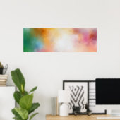 トレンディーカラフルモダン抽象芸術アートブルーグリーン ポスター (ホームオフィス)